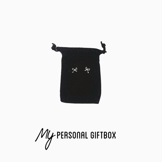 Silver Bow Earrings & Black Pouch - My Personal Giftbox